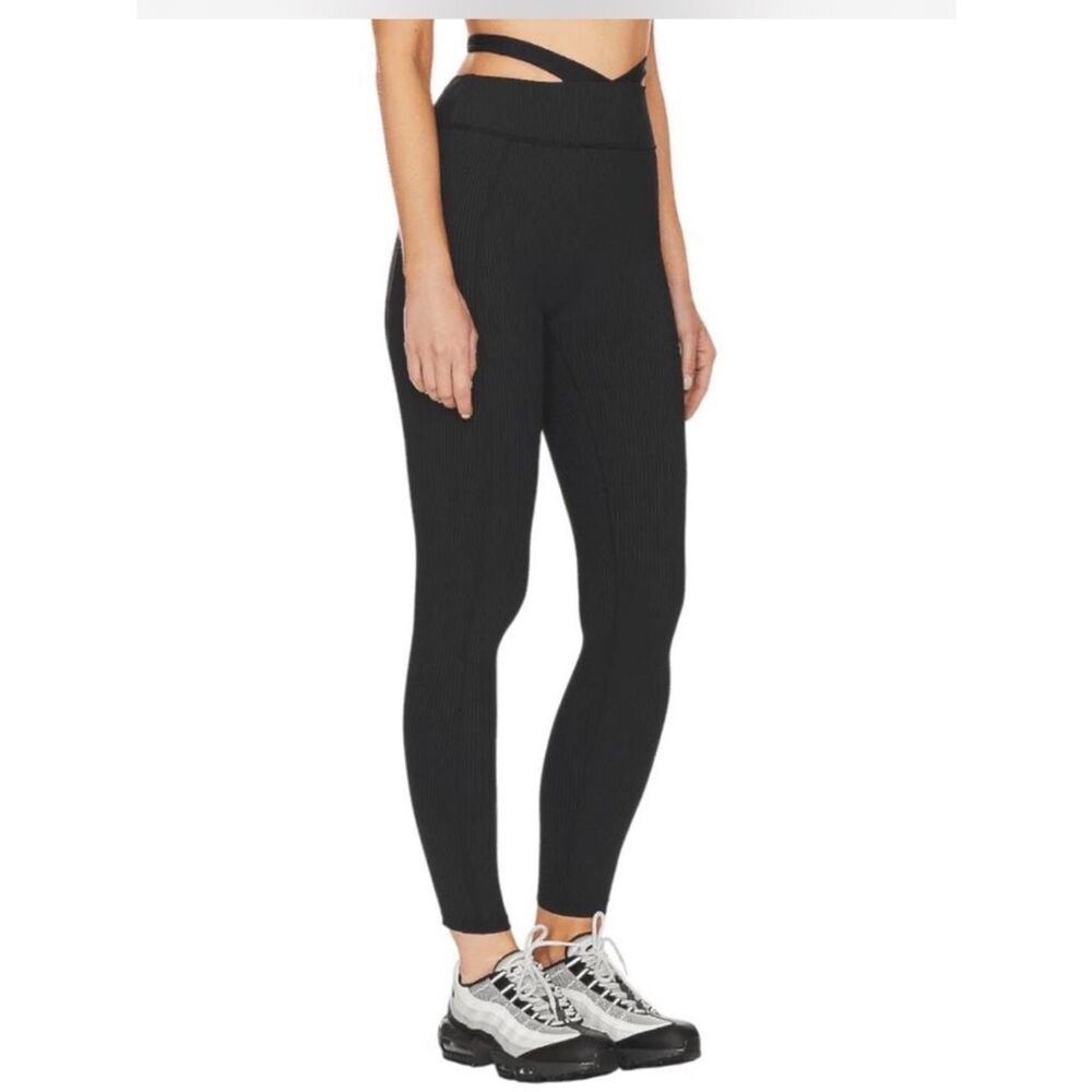 NWT GIGI C Black Ribbed High-Waist Pheobe Leggings Size XS